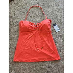 Lauren Ralph Lauren Lace Up Tubini Top Sunset Orange Size 8